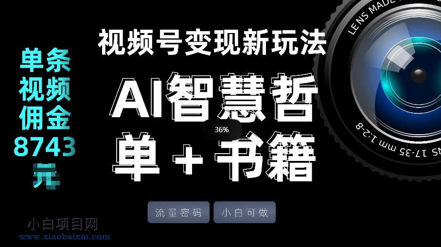 【匠心小白】视频号流量密码，变现新玩法-AI智慧哲单＋书单，单条视频佣金8743米-小白项目分享网