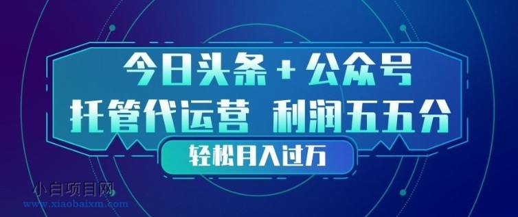 【匠心小白】今日头条+公众号双重代运营模式，每天花费十分钟发布，单日稳定变现3张+【揭秘】-小白项目分享网