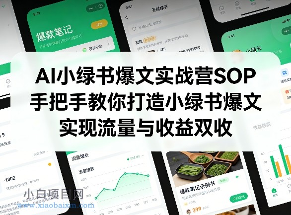 【匠心小白】AI小绿书爆文实战营SOP，手把手教你打造小绿书爆文，实现流量与收益双收-小白项目分享网