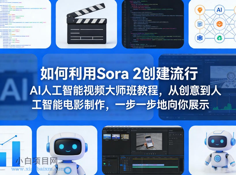 【匠心小白】如何利用Sora 2创建流行AI人工智能视频大师班教程，从创意到人工智能电影制作，一步一步地向你展示-小白项目分享网