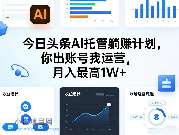 【匠心小白】今日头条AI托管躺賺计划，你出账号我运营，月入最高1W+【揭秘】-小白项目分享网