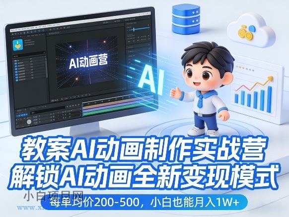 【匠心小白】教案AI动画制作实战营，解锁AI动画全新变现模式，每单均价200-500，小白也能月入1W+-小白项目分享网