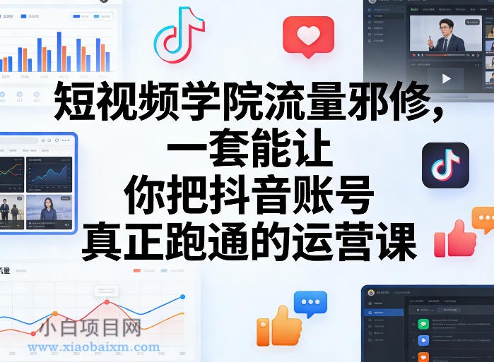 【匠心小白】短视频学院流量邪修，一套能让你把抖音账号真正跑通的运营课-小白项目分享网