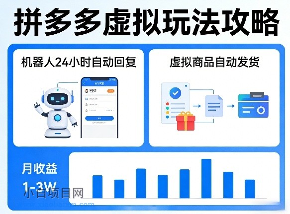 【匠心小白】没人告诉你的拼多多虚拟玩法，机器人回复+发货，月搞1-3W【揭秘】-小白项目分享网