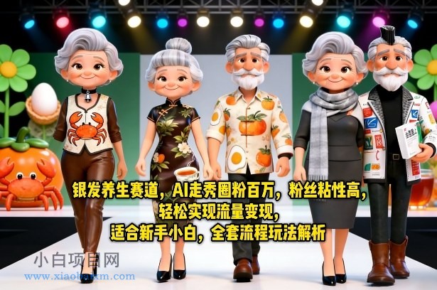 【匠心小白】银发养生赛道,AI走秀圈粉百万,粉丝粘性高,轻松实现流量变现,适合新手小白,全套流程玩法解析