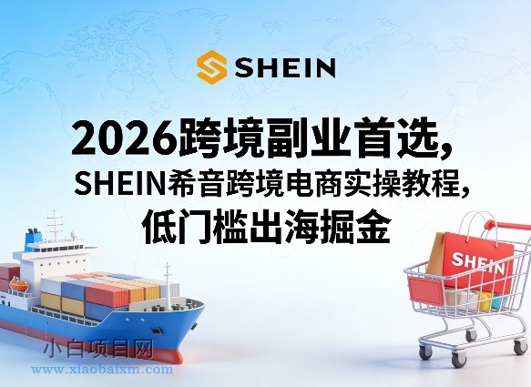 【匠心小白】2026跨境副业首选，SHEIN希音跨境电商实操教程，低门槛出海掘金-小白项目分享网