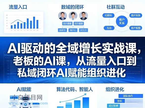 【匠心小白】AI驱动的全域增长实战课，老板的AI课，从流量入口到私域闭环AI赋能组织进化（26年3月12-14日）-小白项目分享网