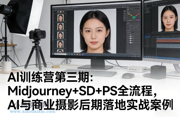 【匠心小白】AI训练营第三期：Midjourney+SD+PS全流程，AI与商业摄影后期落地实战案例-小白项目分享网