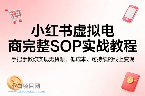 【匠心小白】小红书虚拟电商完整SOP实战教程，手把手教你，实现无货源、低成本、可持续的线上变现-小白项目分享网