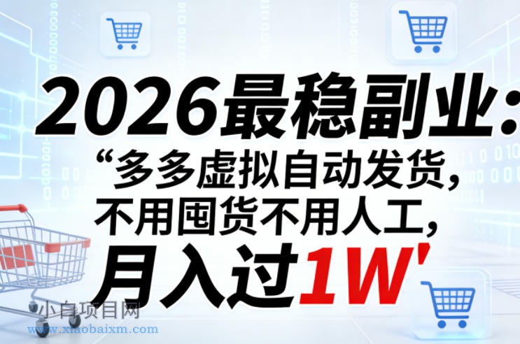 【匠心小白】2026最稳副业：多多虚拟自动发货，不用囤货不用人工，月入过1W【揭秘】-小白项目分享网