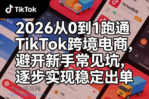 【匠心小白】2026从0到1跑通TikTok跨境电商，避开新手常见坑，逐步实现稳定出单-小白项目分享网