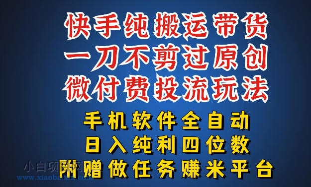 最新黑科技快手搬运带货方法，手机就能操作，轻松带你日入四位数【揭秘】-小白项目分享网