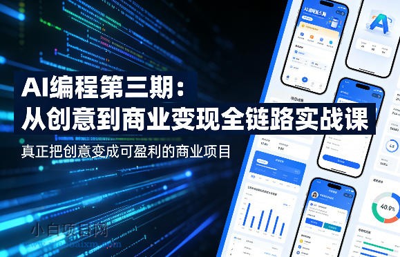 AI编程第三期，从创意到商业变现的全链路实战课，真正把创意变成可盈利的商业项目-小白项目分享网