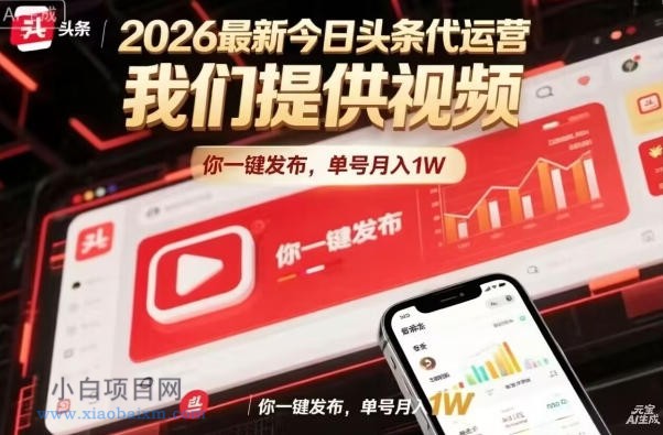 今日头条躺賺模式，你9我1，操作简单，一键发布，单机日入数百，长期合作【揭秘】-小白项目分享网