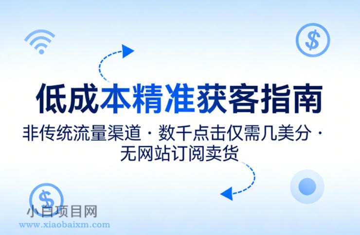 【小鲁分享网】低成本精准获客指南，用非传统流量渠道，实现数千点击仅需几美分，不用网站也能搞订阅卖货-小白项目分享网