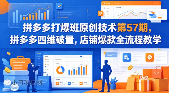 拼多多打爆班原创技术第57期，拼多多四维破量，店铺爆款全流程教学-小白项目分享网