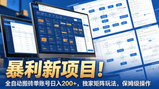 暴利新项目！单账号日入200+，独家矩阵玩法，保姆级操作【揭秘】-小白项目分享网