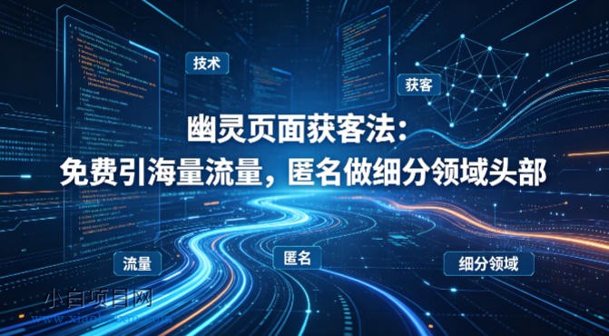 用懂技术！幽灵页面获客法：免费引海量流量，匿名做细分领域头部-小白项目分享网