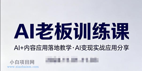 内容AI老板训练课，AI+内容应用落地教学，AI变现的实战应用分享-小白项目分享网