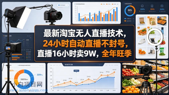 最新淘宝无人直播技术，24小时自动直播不封号，直播16小时卖9W，全年旺季【揭秘】-小白项目分享网