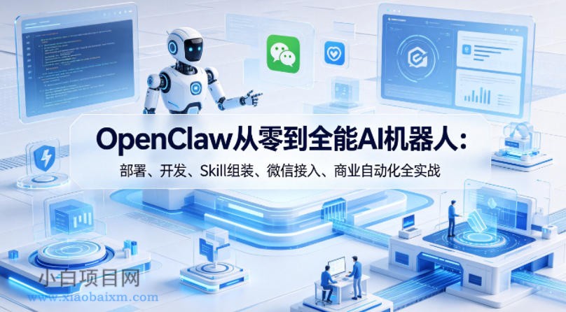 OpenClaw从零到全能AI机器人：部署、开发、Skill组装、微信接入、商业自动化全实战-小白项目分享网