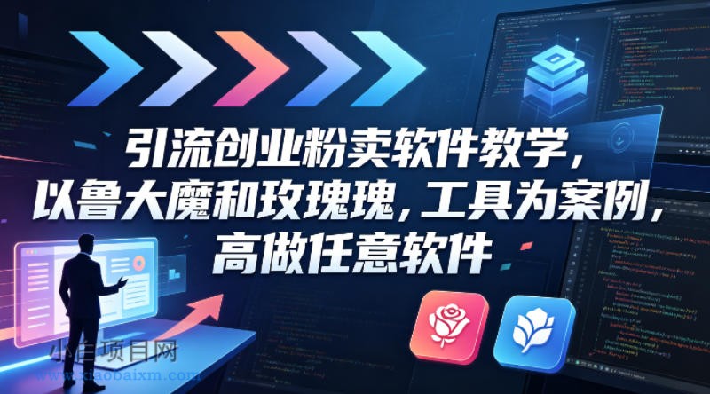 引流创业粉卖软件教学，以鲁大魔和玫瑰工具为案例，可做任意软件-小白项目分享网