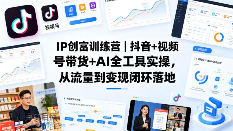 IP创富训练营｜抖音+视频号带货+AI全工具实操，从流量到变现闭环落地-小白项目分享网