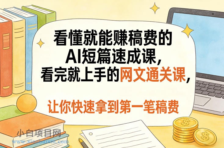 看懂就能賺稿费的AI短篇速成课，看完就上手的网文通关课，让你快速拿到第一笔稿费（更新4月）-小白项目分享网