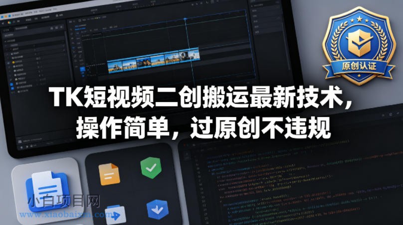 TK短视频二创搬运最新技术，操作简单，过原创不违规-小白项目分享网