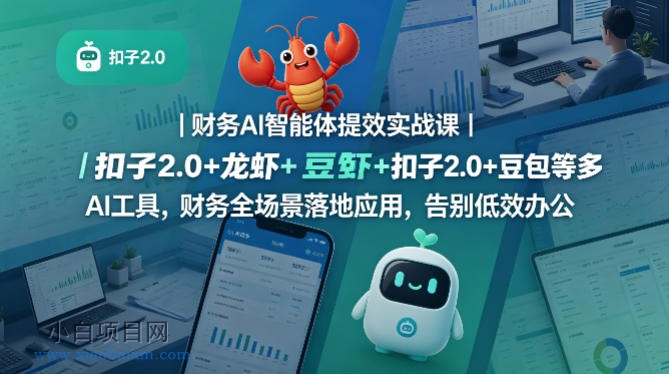 财务AI智能体提效实战课｜扣子2.0+龙虾+豆包等多AI工具，财务全场景落地应用，告别低效办公-小白项目分享网