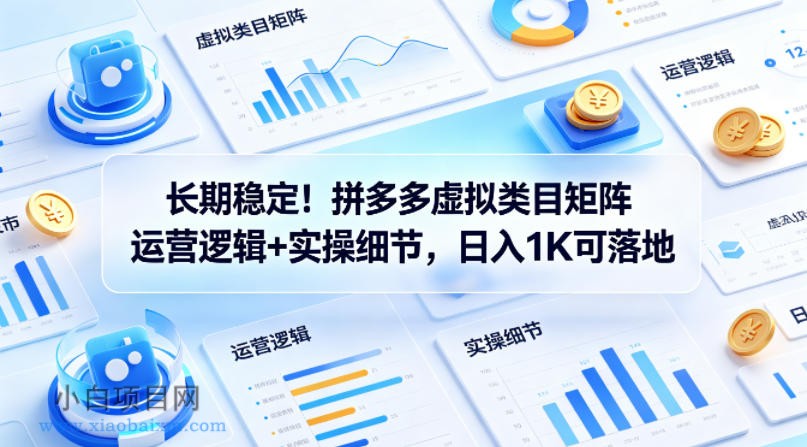 长期稳定！拼多多虚拟类目矩阵运营逻辑+实操细节，日入1K可落地【揭秘】-小白项目分享网