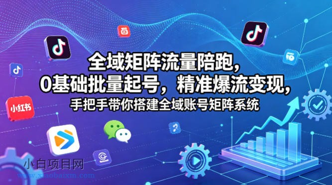 全域矩阵流量陪跑，0基础批量起号，精准爆流变现，手把手带你搭建全域账号矩阵系统-小白项目分享网