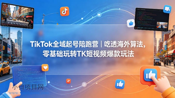 TikTok全域起号陪跑营｜吃透海外算法，零基础玩转TK短视频爆款玩法-小白项目分享网