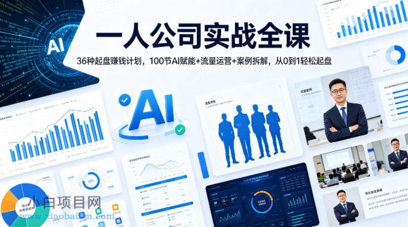 一人公司实战全课｜36种起盘賺钱计划，100节AI赋能+流量运营+案例拆解，从0到1轻松起盘-小白项目分享网
