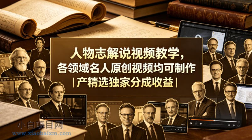 人物志解说视频教学，各领域名人原创视频均可制作丨精选独家分成收益（更新0430）-小白项目分享网