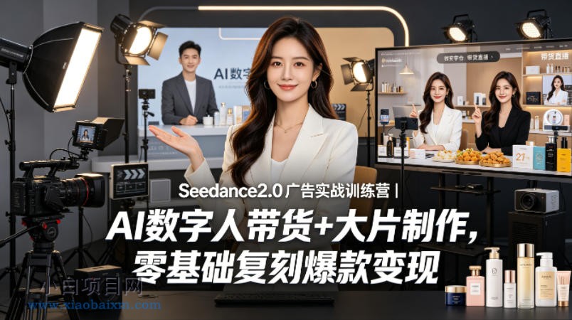 Seedance2.0广告实战训练营｜AI数字人带货+大片制作，零基础复刻爆款变现-小白项目分享网