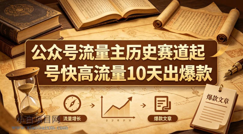 公众号流量主之历史赛道，起号快+高流量，10天就能出爆款！-小白项目分享网