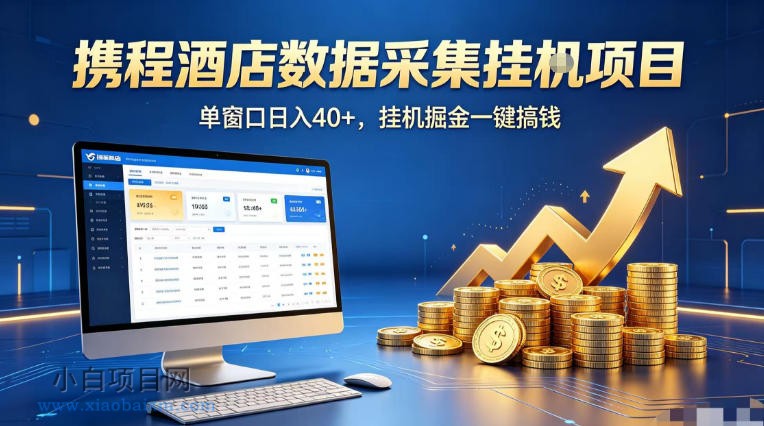 携程酒店全自动浏览掘金项目，稳定可矩阵单窗口收益40+，可批量矩阵放大收益【揭秘】-小白项目分享网