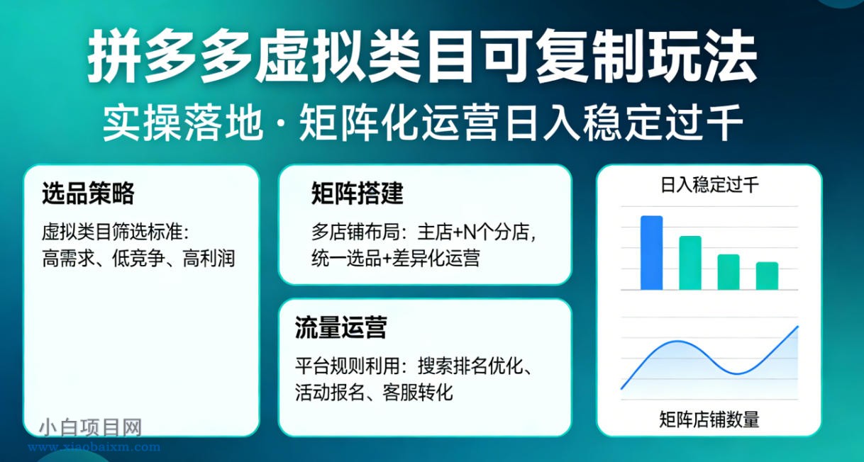 【小鲁分享网】拼多多虚拟类目可复制玩法，实操落地，矩阵化日入稳定过千【揭秘】-小白项目分享网