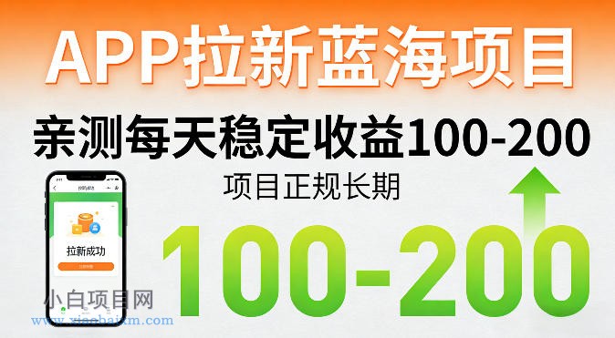 【小鲁分享网】APP拉新蓝海项目，亲测每天稳定收益100-200，项目正规长期-小白项目分享网
