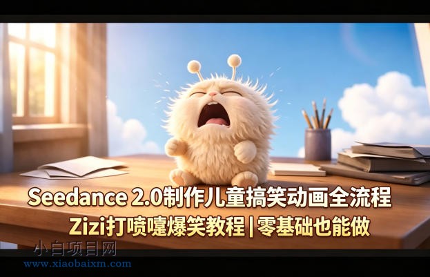 Seedance 2.0制作儿童搞笑动画全流程Zizi打喷嚏爆笑教程｜零基础也能做-小白项目分享网